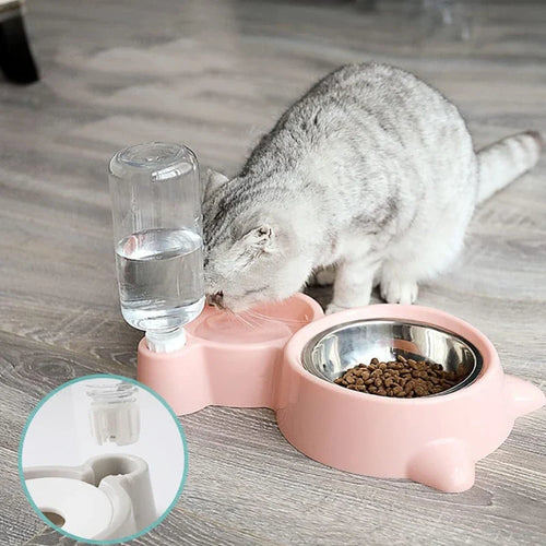 Automatic Water Dispenser and Cat Ear Food Bowl - Cat - (3 Color Options) - (While Supplies Last)