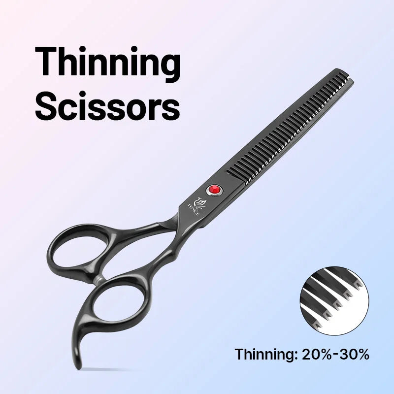 Quality Grooming Scissor Set - Dog Cat - (Alloy Steel) - (6.5 / 7.0") - (Rainbow, Black)