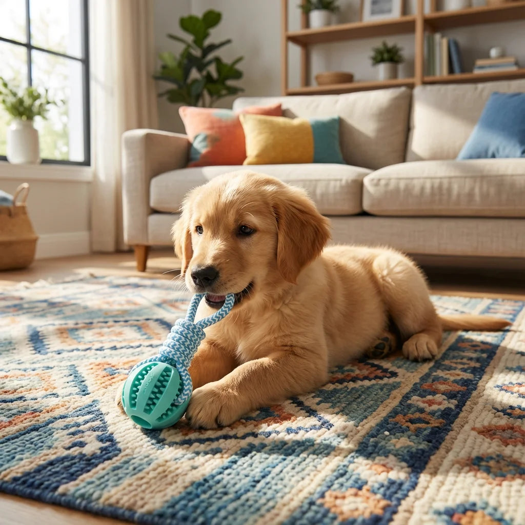 Dog Rope & Rubber Teething Ball, Treat Dispenser