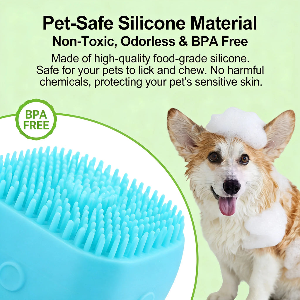 Bath and Massage Brush With Shampoo Storage - Dog Cat - (2-in-1) - (3 Color Options) - (While Supplies Last)