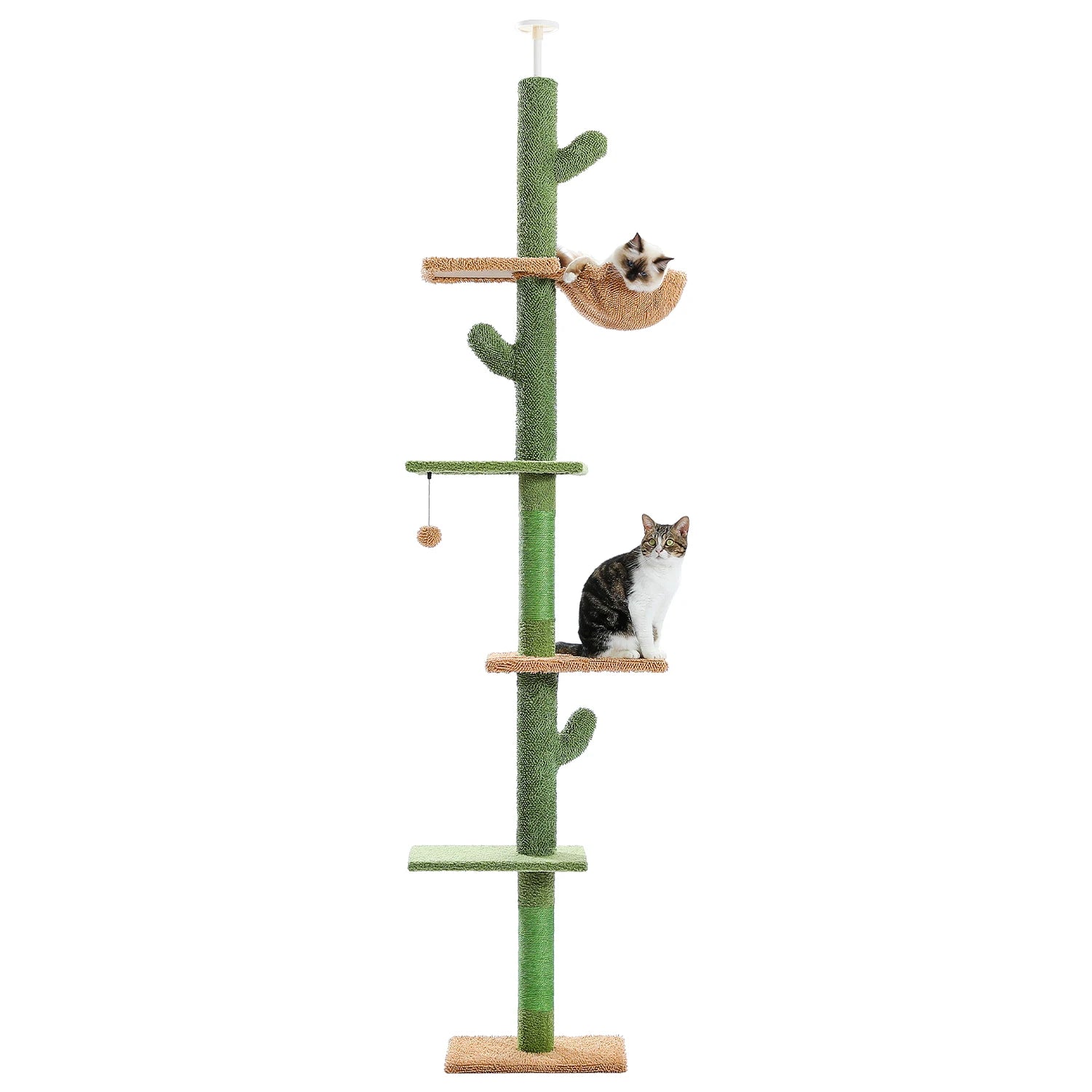 5-Tier Floor to Ceiling Cat Cactus Tree, Perches, Hammock