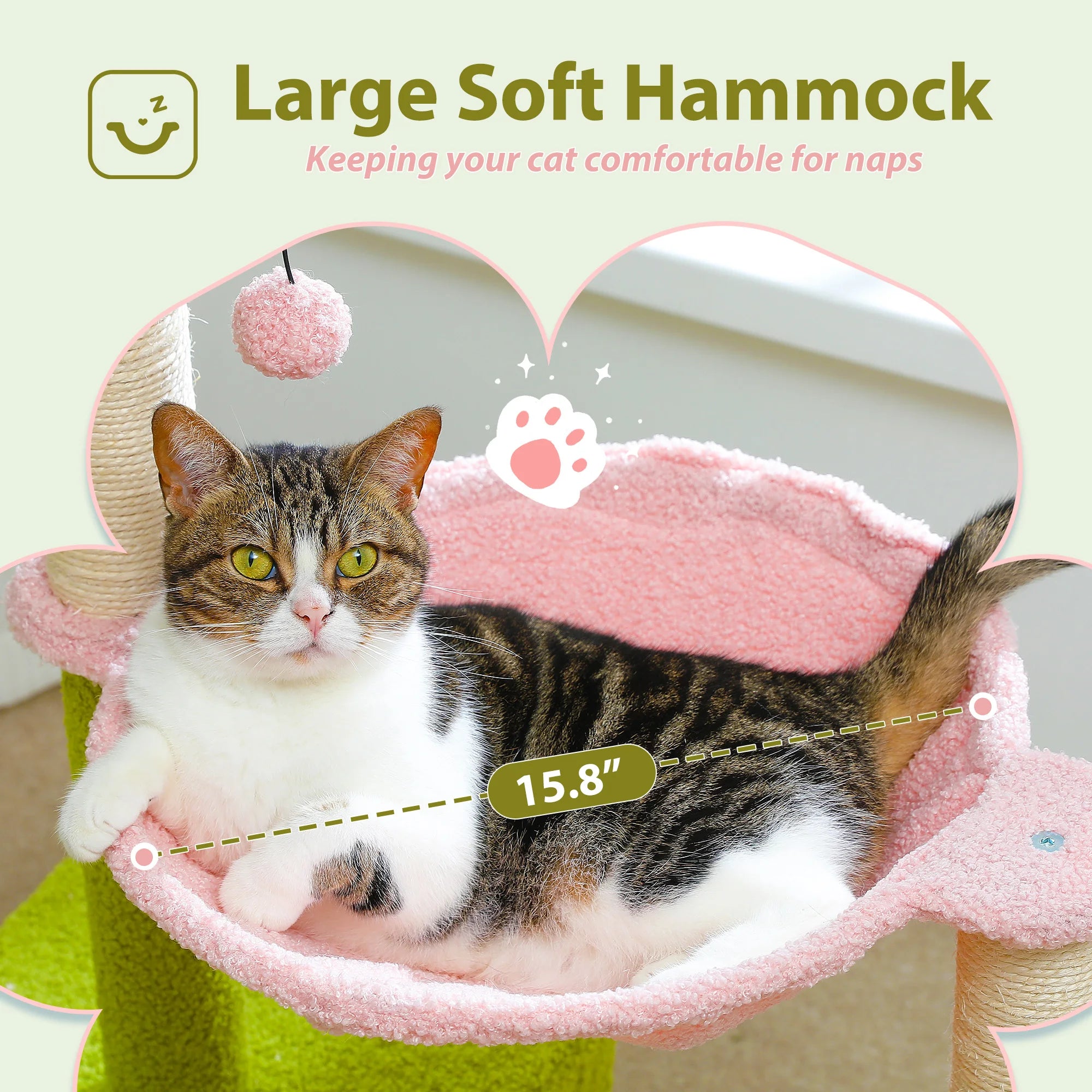 Flower Cat Tree with Large Metal Frame Hammock