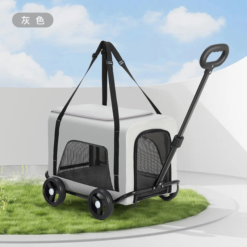 2-in-1 Cart Stroller and Backpack Carrier - Dog Cat - (3 Color Options) - (3-Sided Windows) - (While Supplies Last)
