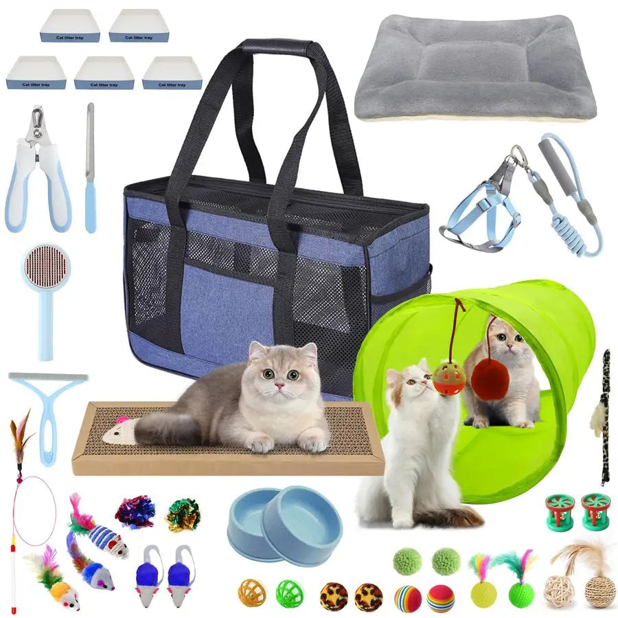 Starter Kit Includes Cozy Bed, Portable Carrier, and Litter Box - Cat - (White) - (While Supplies Last)