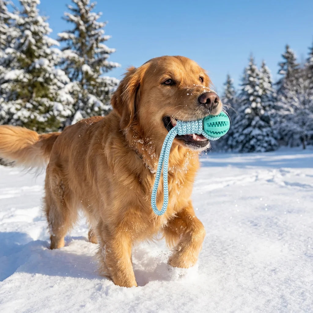 Dog Rope & Rubber Teething Ball, Treat Dispenser