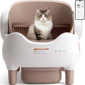 Automatic Self-Cleaning Robot Litter Box with App Control - Cat - (Open Top) - (10 L Bin) - (White & Khaki)