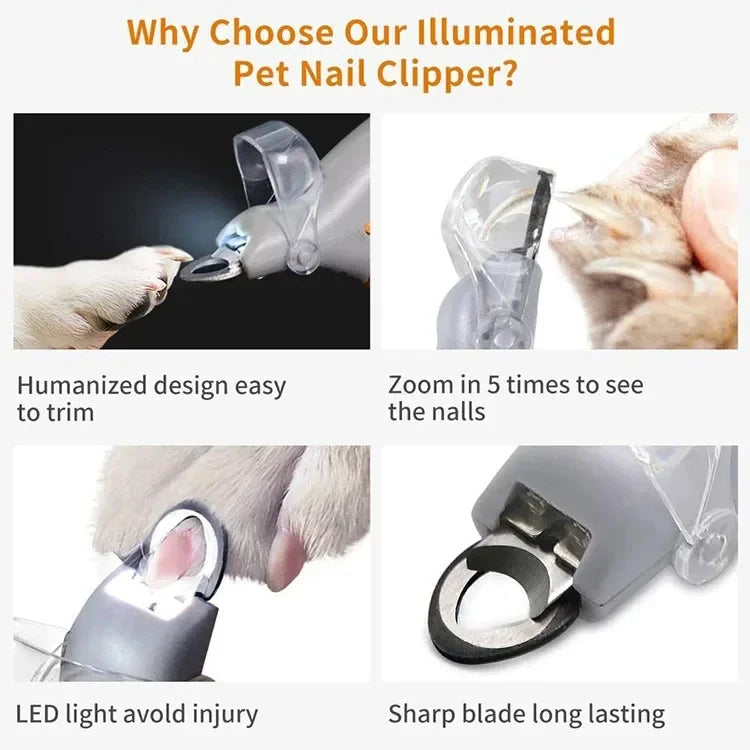 Nail Clipper With LED Light -  Cat Dog - (Professional) - (Grey) - (While Supplies Last)