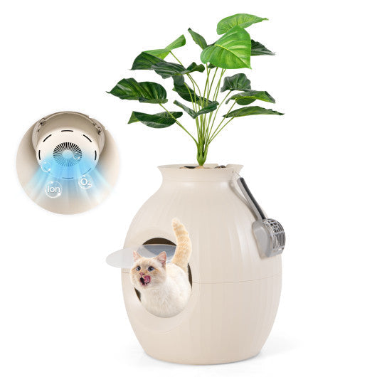 Enclosed Smart Plant Litter Box with Electronic Lighting Mode and Odor Remover - Cat - (While Supplies Last)