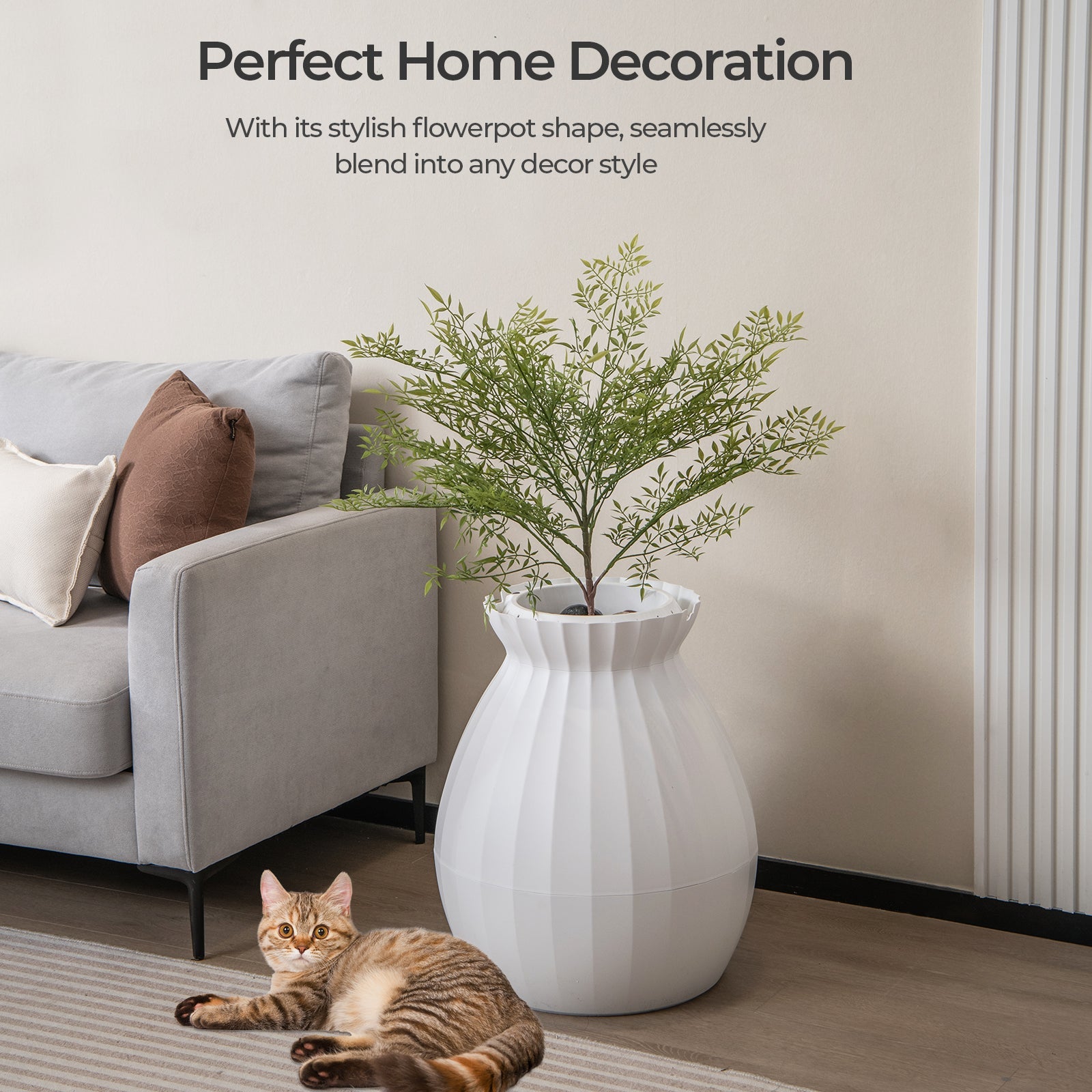 Smart Plant Litter Box with Electronic Odor Remover - Cat - (White) - (While Supplies Last)