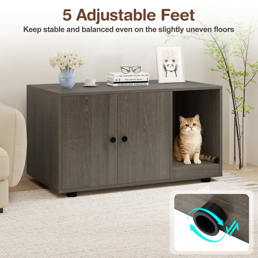Cozy 2-Door Wooden Cabinet Enclosure with a Scratching Pad, or Litter Box - Cat - (3 Color Options)