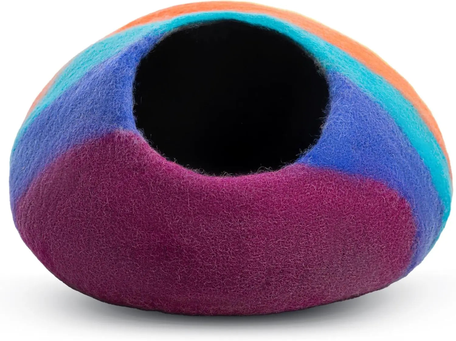 Bed of Handmade Merino Wool Makes for a Cozy Covered House – Cat - (Rainbow Design) - (While Supplies Last)