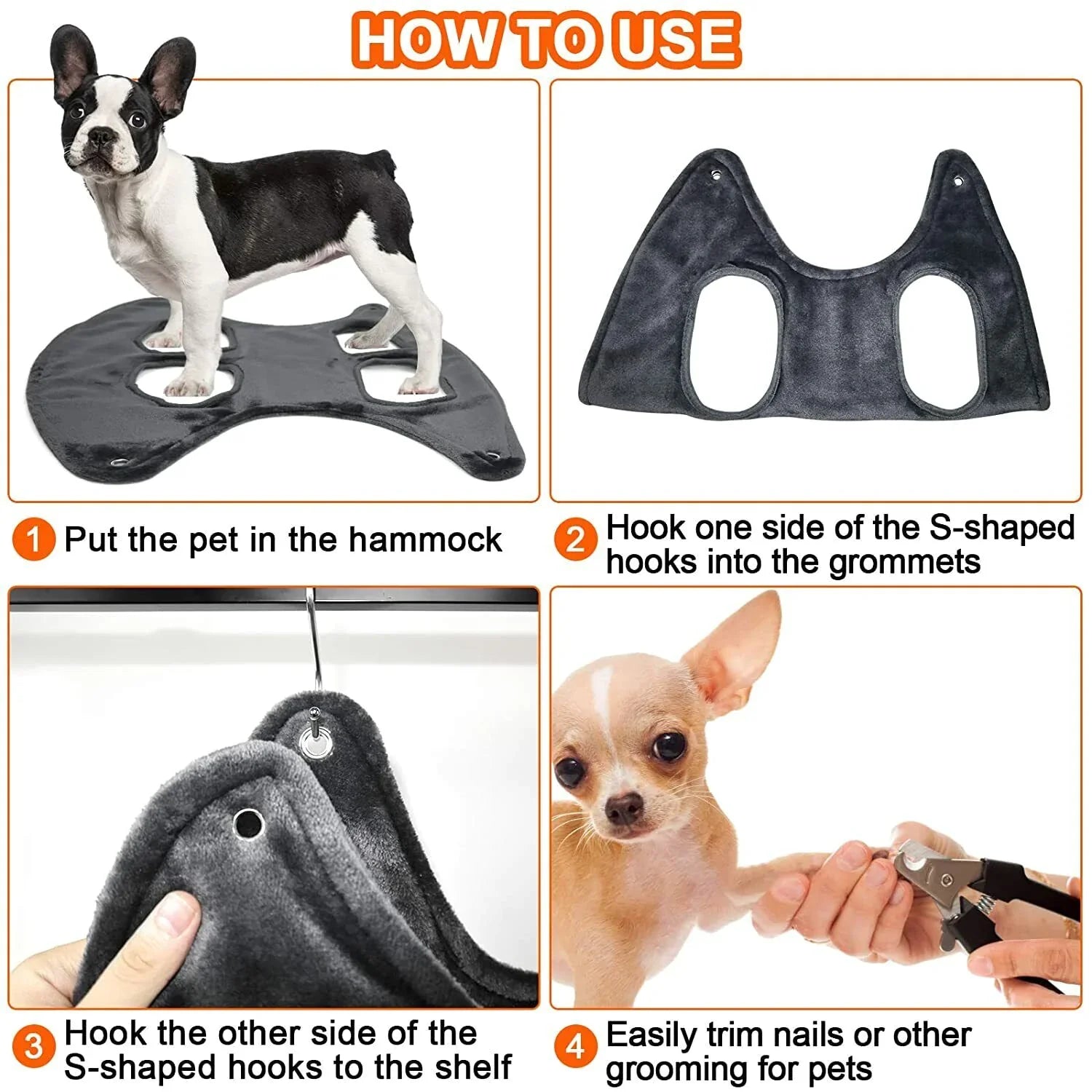Hanging Grooming Hammock Harness - Dog Cat - (4 Color Options) - (S-L) - USA
