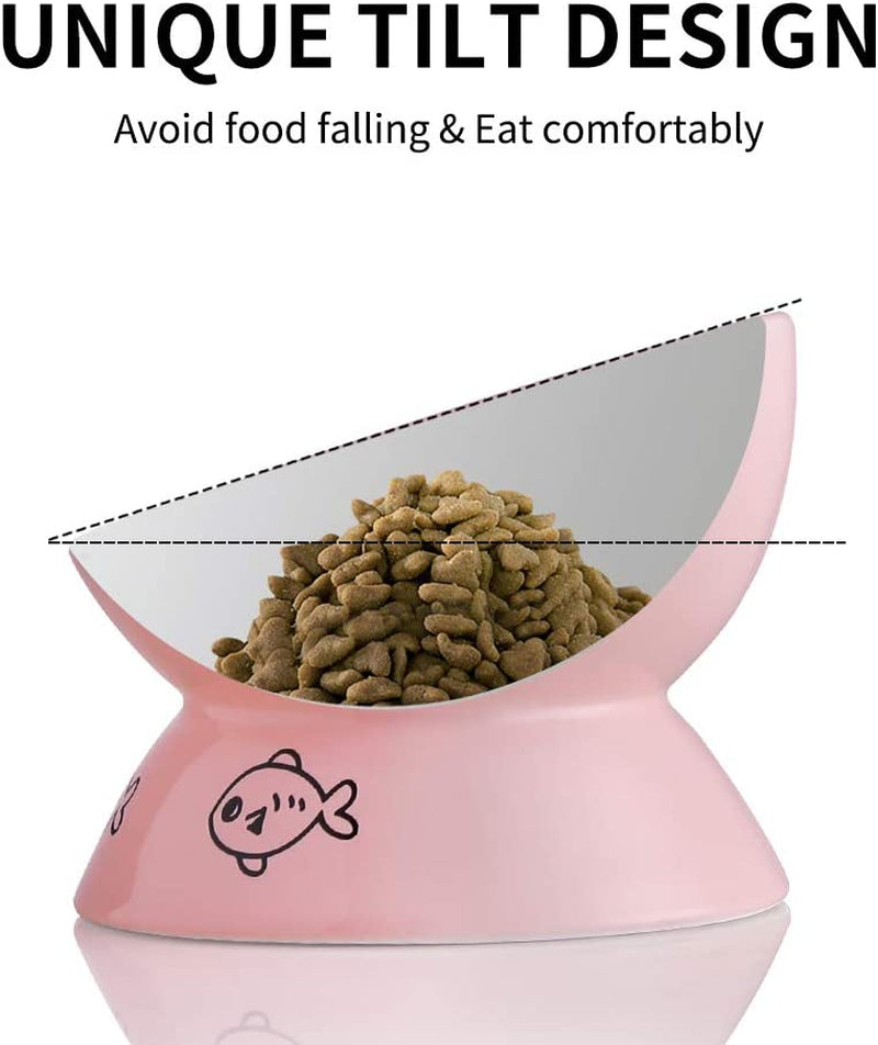 Raised Ceramic Cat Bowl - Cat - (Pink) - (6") - (While Supplies Last)