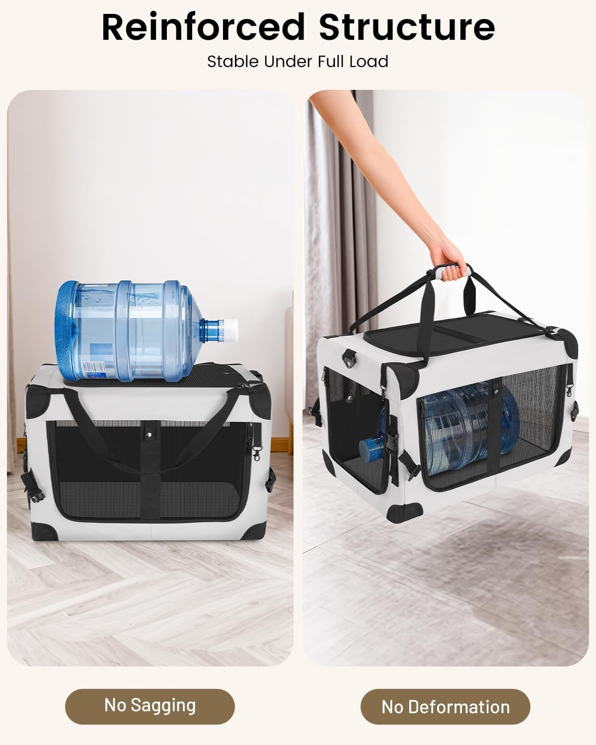 Soft-Sided Pet Travel Carrier Bag - 2 Cats - (Grey) - (2 Compartment Sizes) - (Mesh Windows) - (While Supplies Last)