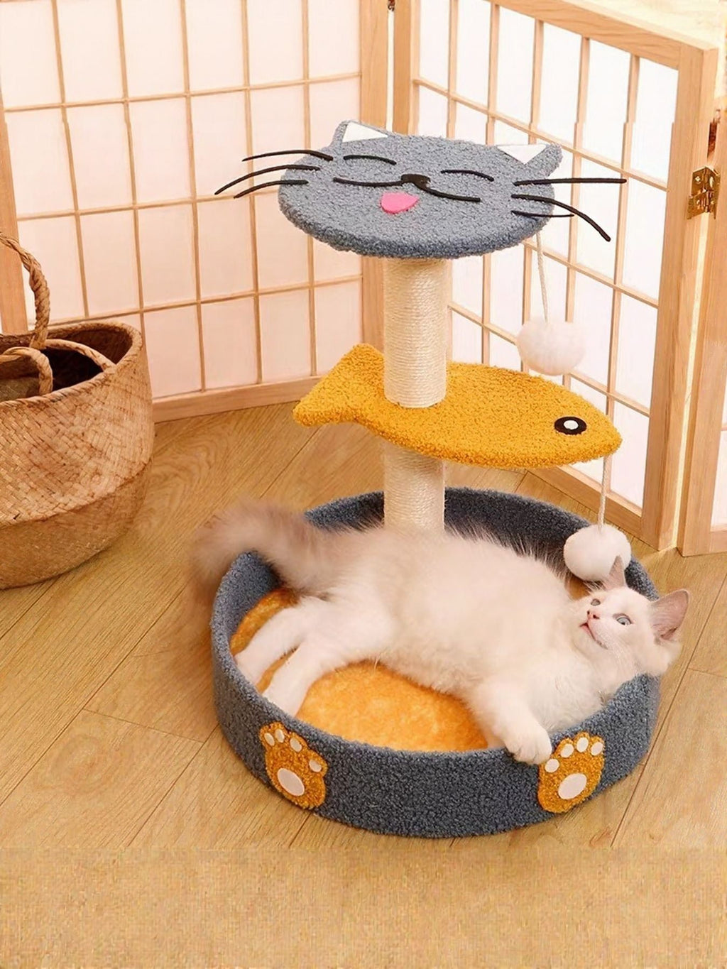 Scratching Post with Bed and Toy - Cat - (12 Color/Styles) - (One-Size) - (While Supplies Last)