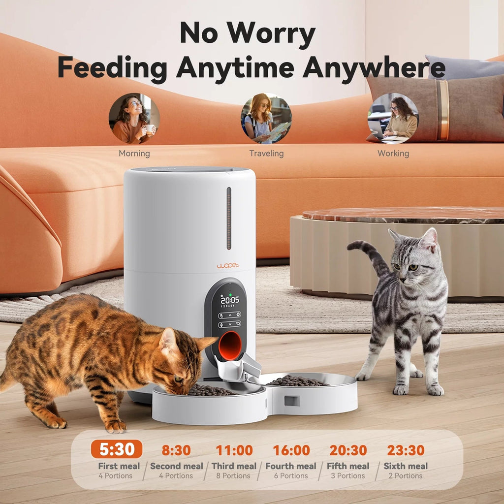 Automatic Two Pet Portion Control Feeder Includes Bowls- Cats - (4 L) - (White) - (While Supplies Last)