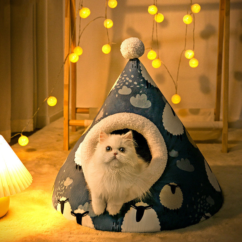 Triangle Yurt House or Litter Box Enclosure -   Cat   -   (4 Color/Styles)   -   (S-L)
