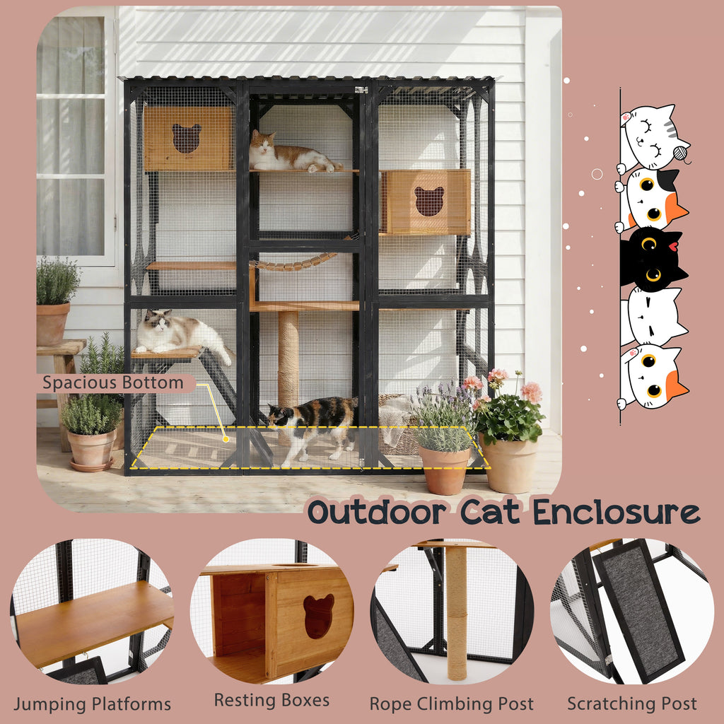 Outdoor Cat Enclosure Fir Wood Catio