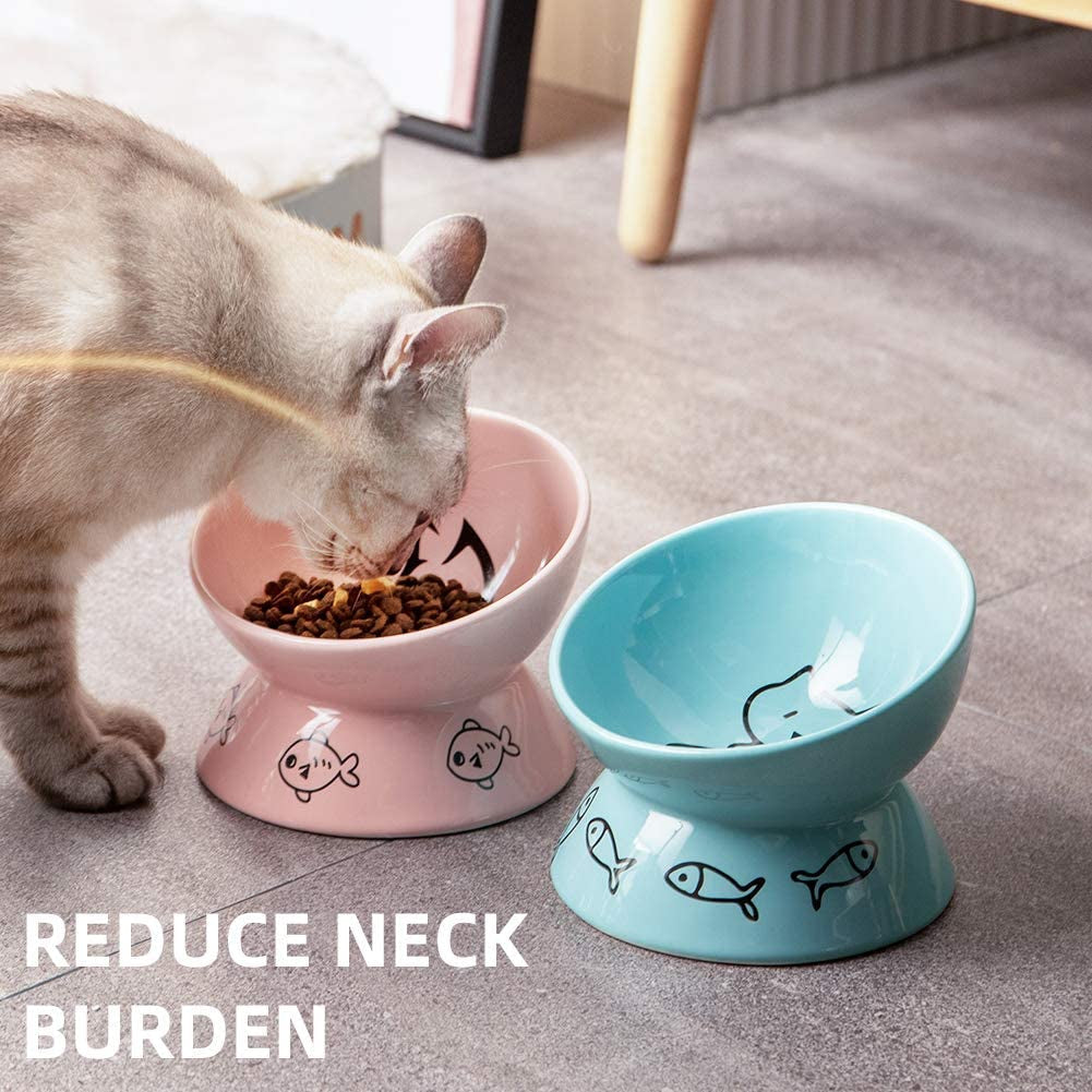 Raised Ceramic Cat Bowl - Cat - (Pink) - (6") - (While Supplies Last)