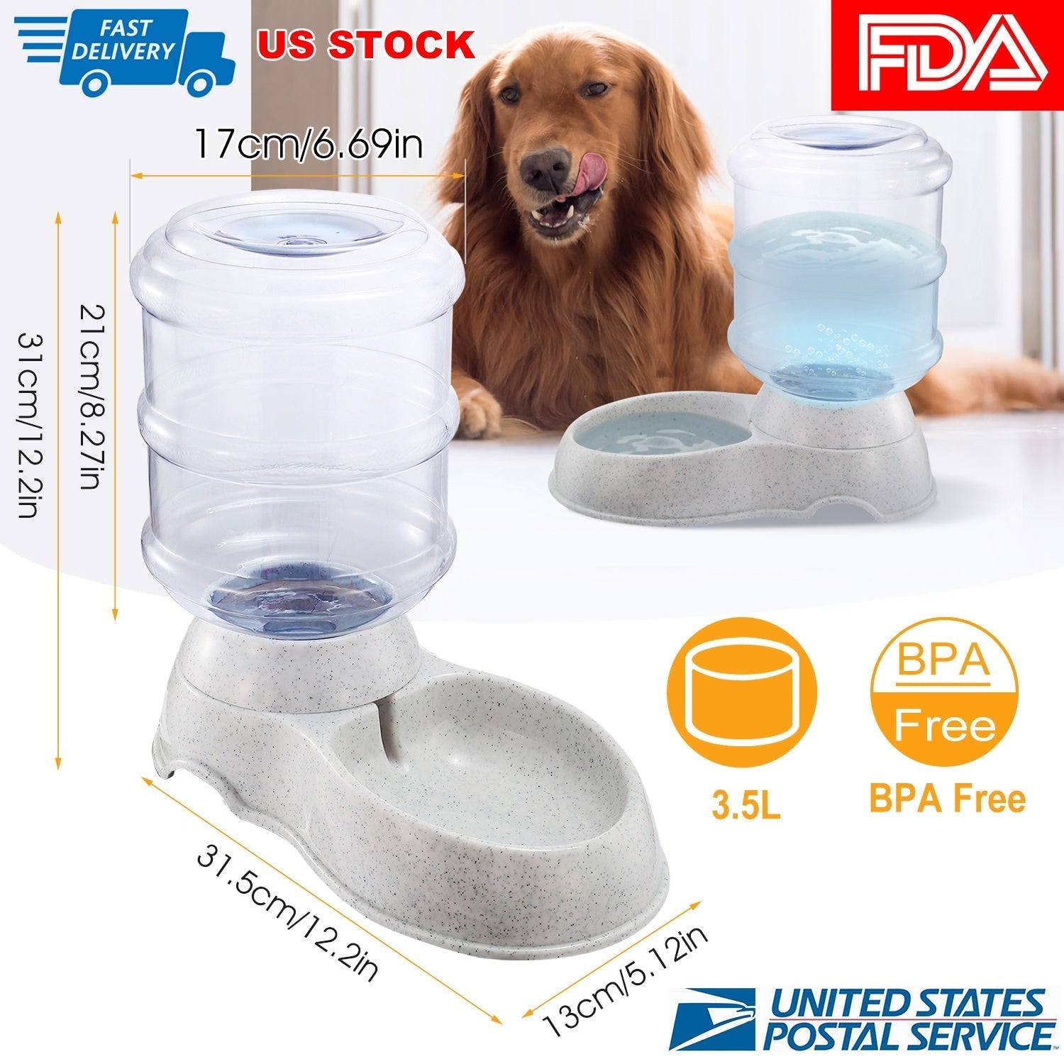 Gravity Dispensing Water or Food Feeder - Dog Cat - (3.5 L) - (While Supplies Last)