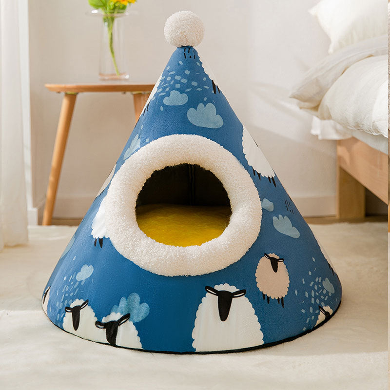 Triangle Yurt House or Litter Box Enclosure -   Cat   -   (4 Color/Styles)   -   (S-L)