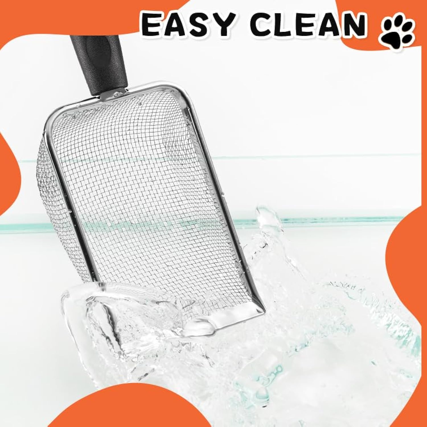 Small Mesh Litter Shovel - Cat - (Stainless Steel) - (Black)