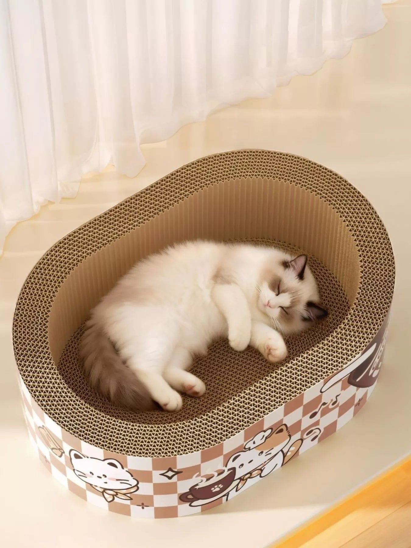 Wear-Resistant Scratch Pad and Lounge Bed with Cartoon Design - Cat - (L, XL) - (While Supplies Last)