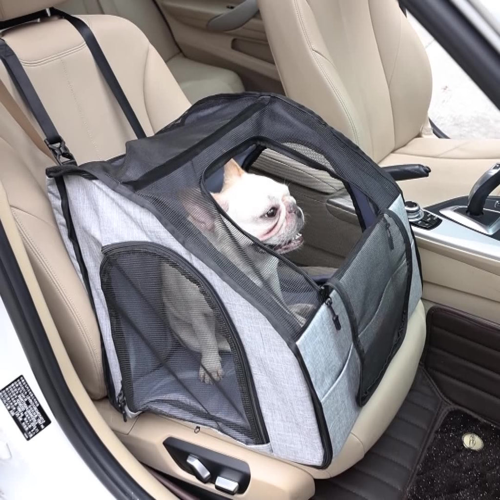 Car Seat Travel Carrier - Dog - (Portable - (Grey) - (M, L)