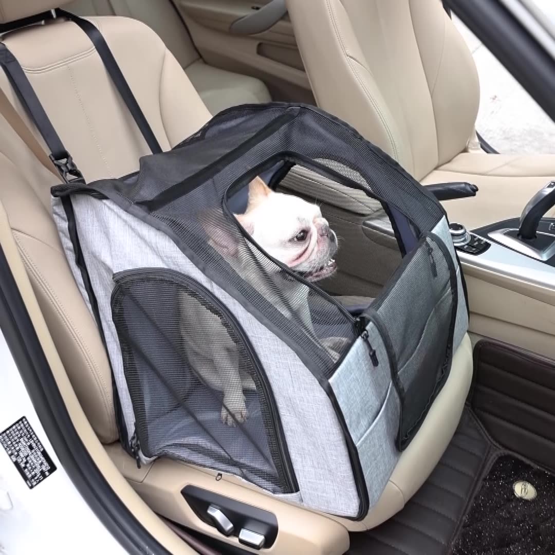 Car Seat Travel Carrier - Dog - (Portable - (Grey) - (M, L)