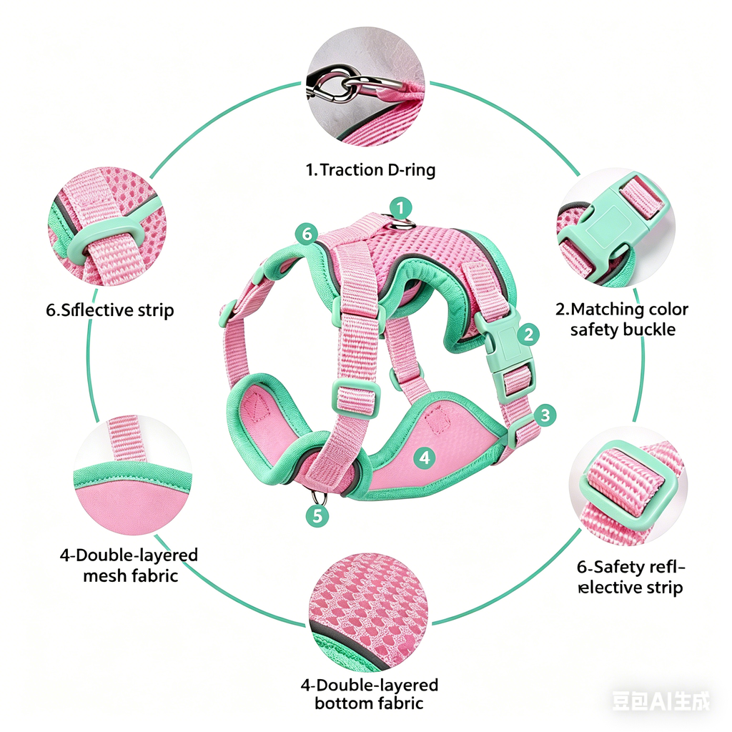 Reflective and Adjustable Harness and Leash Set - (3 Color Options May Vary) - (M-XL) - Dog Cat (While Supplies Last)