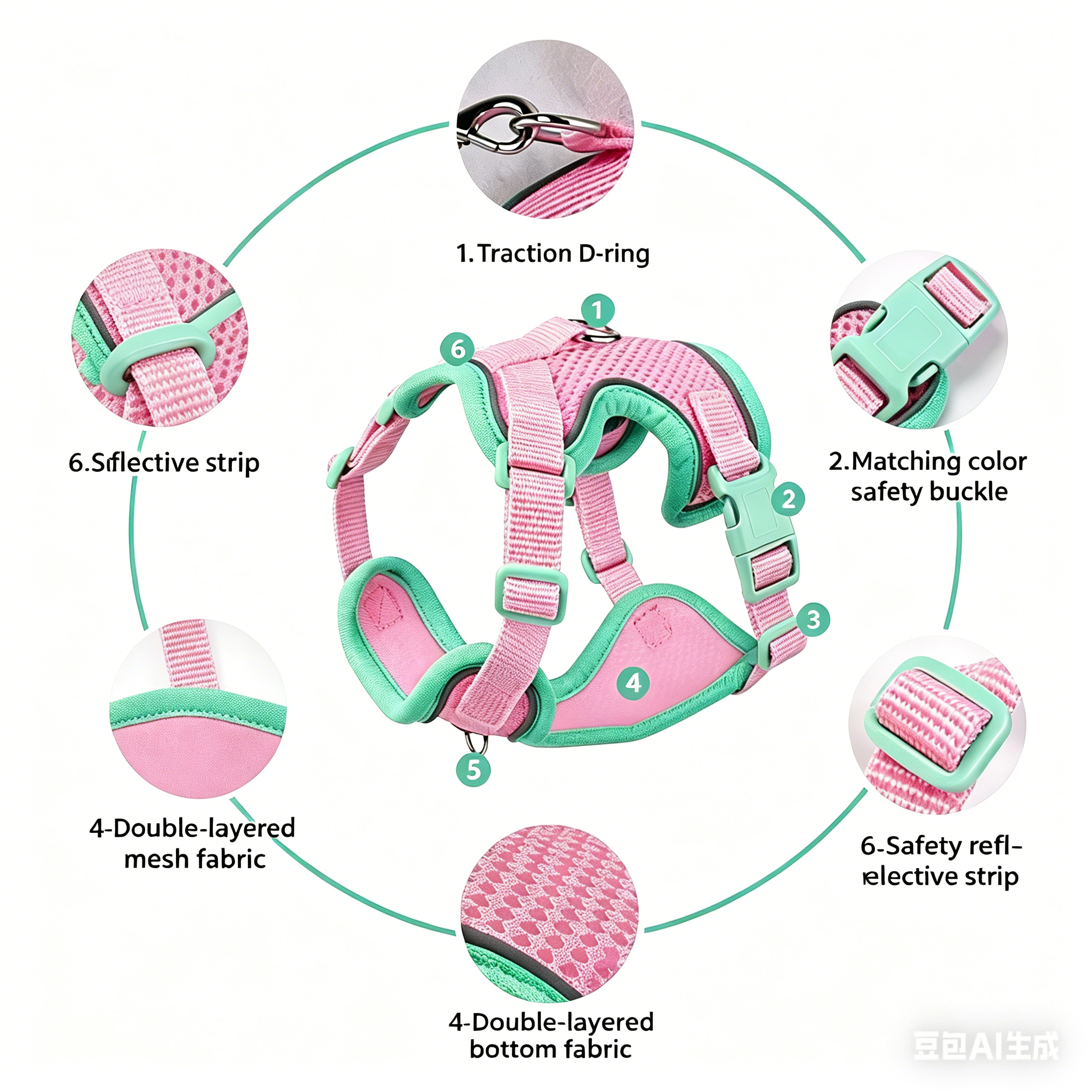 Reflective and Adjustable Harness and Leash Set - (3 Color Options May Vary) - (M-XL) - Dog Cat (While Supplies Last)
