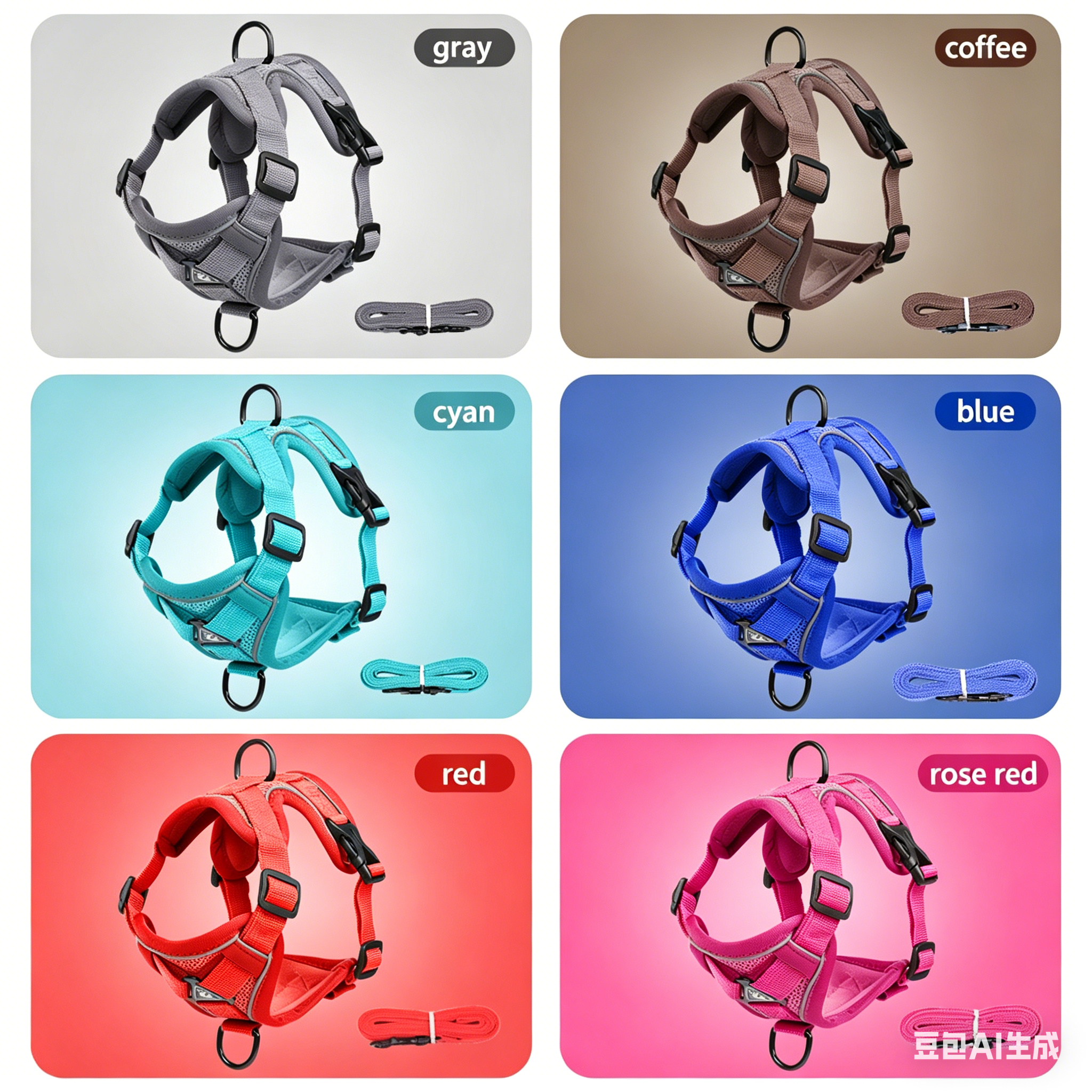 Reflective Escape Proof and Adjustable Harness and Leash Set - (3 Color Options) - (M-XL) - Dog Cat - (While Supplies Last)