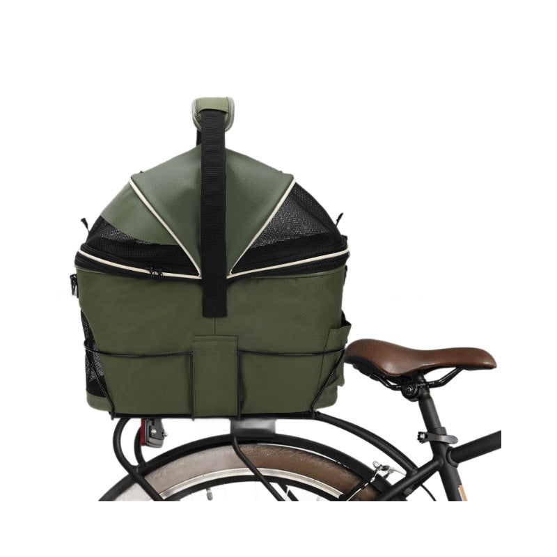 Rear-mounted Bicycle Basket Pet Carrier - Dog      -        (Green)        -       (L)