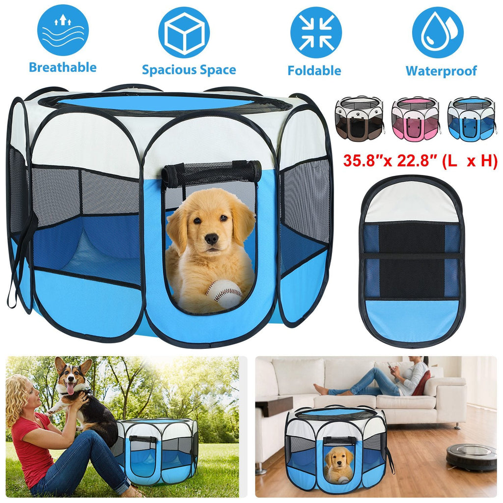 Portable Foldable Tent Playpen - Dog Cat - (Indoor/Outdoor Fun) -  (Pink, Blue) - (While Supplies Last)