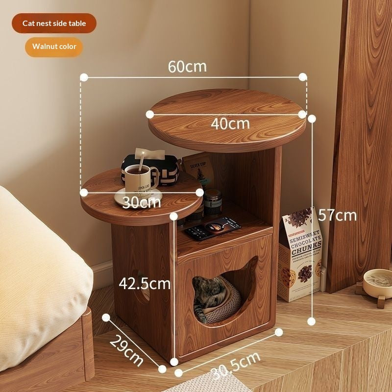Solid Wood Bedside Night Stand Also Acts as a Cozy House - Cat - (4 Pine Color Options)