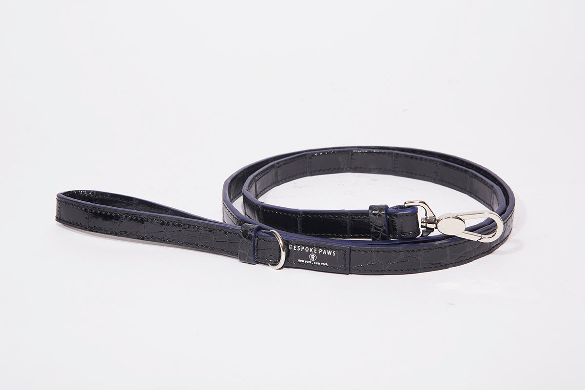 Exotic 100% Alligator Skin Leash - (Navy, Black) - Small Breed Dog - (While Supplies Last)
