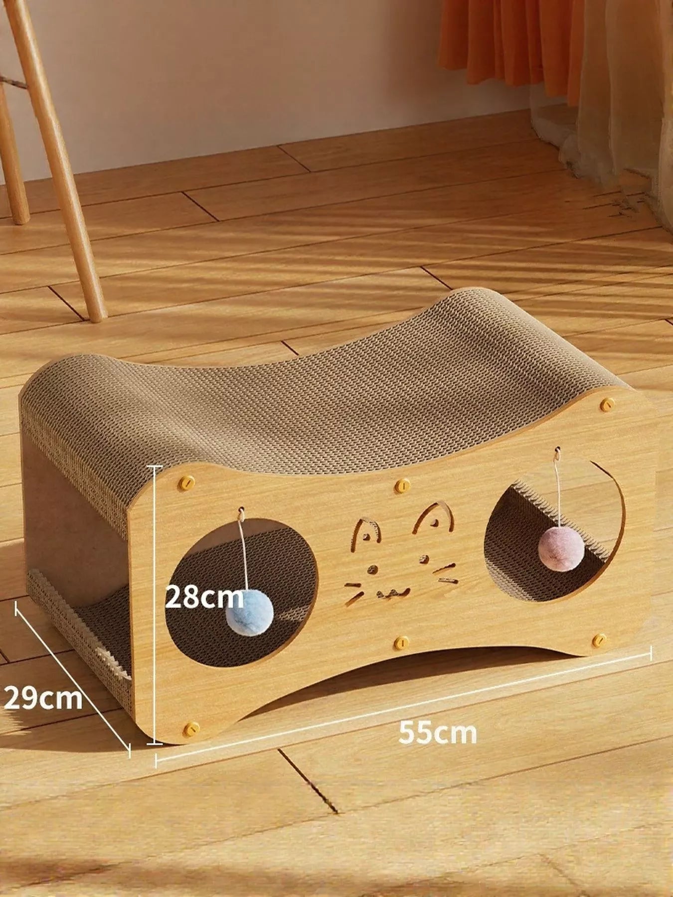 Interactive Lounge with Scratch Pad and Toys - Cat - (Tan, Gumleaf) - (Wood)- (S, L) - While Supplies Last)
