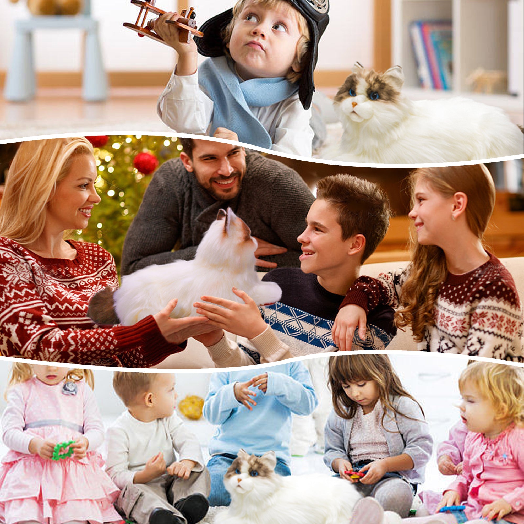 Realistic Robot Cat Companion for Sensory Comfort - Child, Adult - (White)