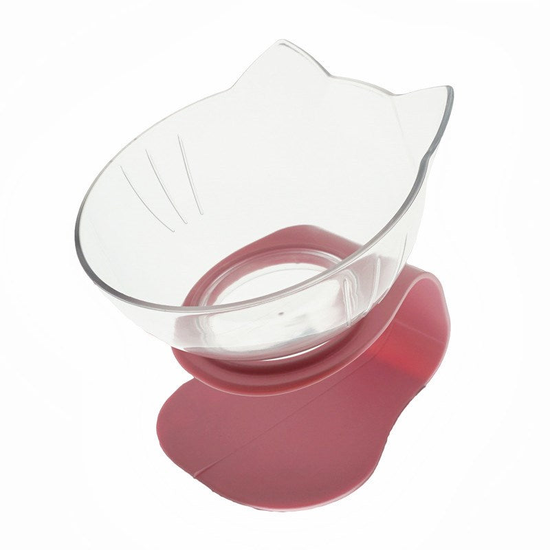 Non-Slip Elevated One Base Dual Cat Bowls - (25 Color/Style Options)