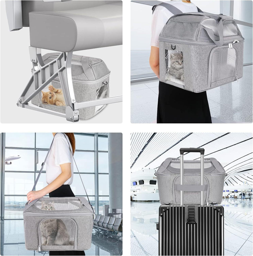 Travel Carrier Bag - Cat - (Mesh on Sides and at the Top of Bag) - (3 Color Options) - (Lightweight)