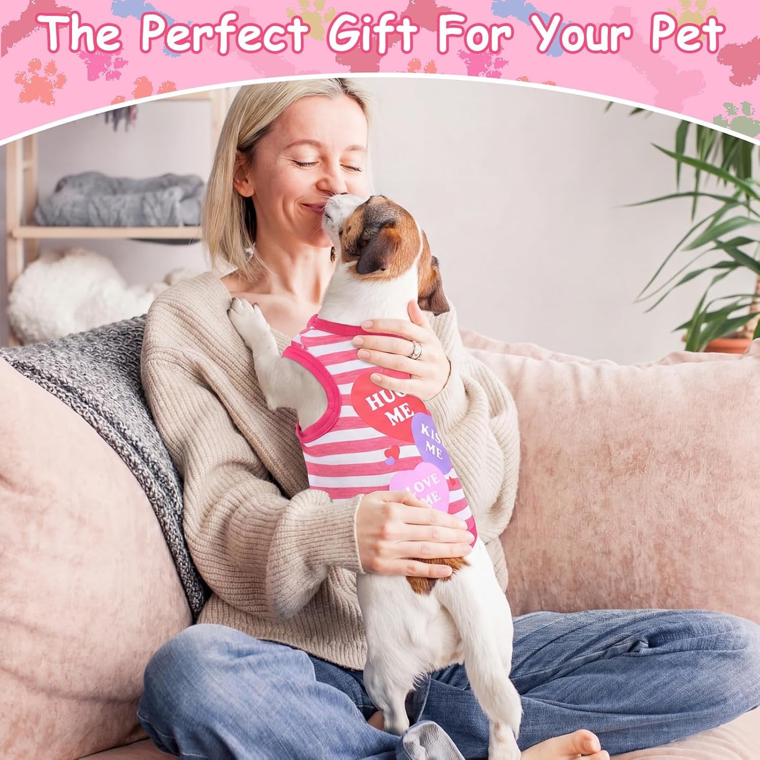 6 Pack Summer Shirt Vest - Dog Cat - (4 Pattern Options) - (XS-L) - (Pink)