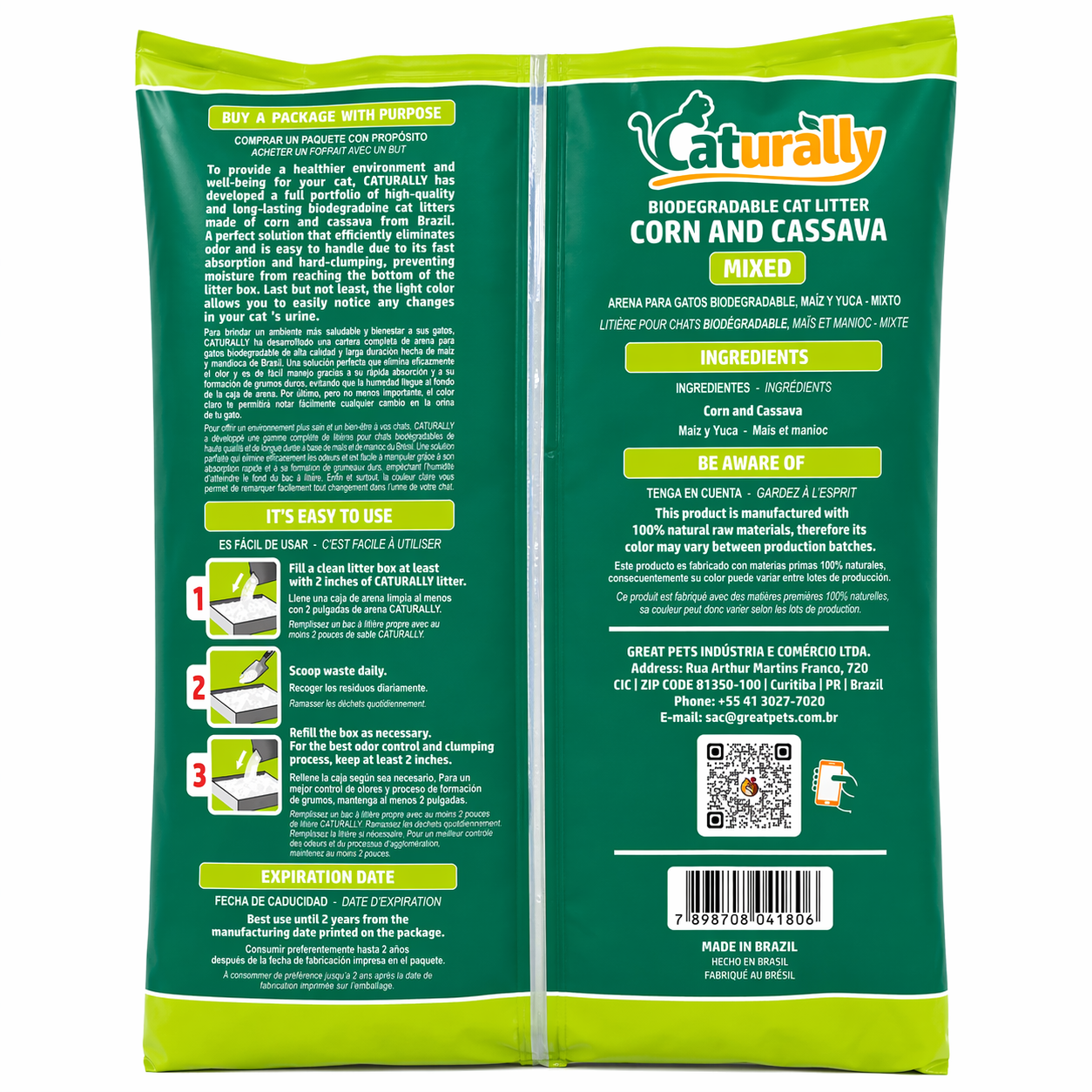 Litter – Natural, Clumping, and Eco-Friendly - Cat - (Caturally) - (Cassava & Corn) - (While Supplies Last)