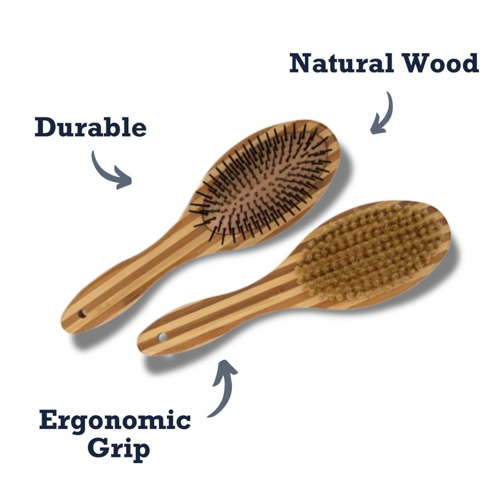Natural Wood Grooming Brush - Dog - (Ergonomic, Durable & Versatile) - (Dual-Sided) - (While Supplies Last)
