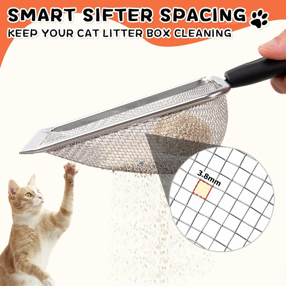 Small Mesh Litter Shovel - Cat - (Stainless Steel) - (Black)