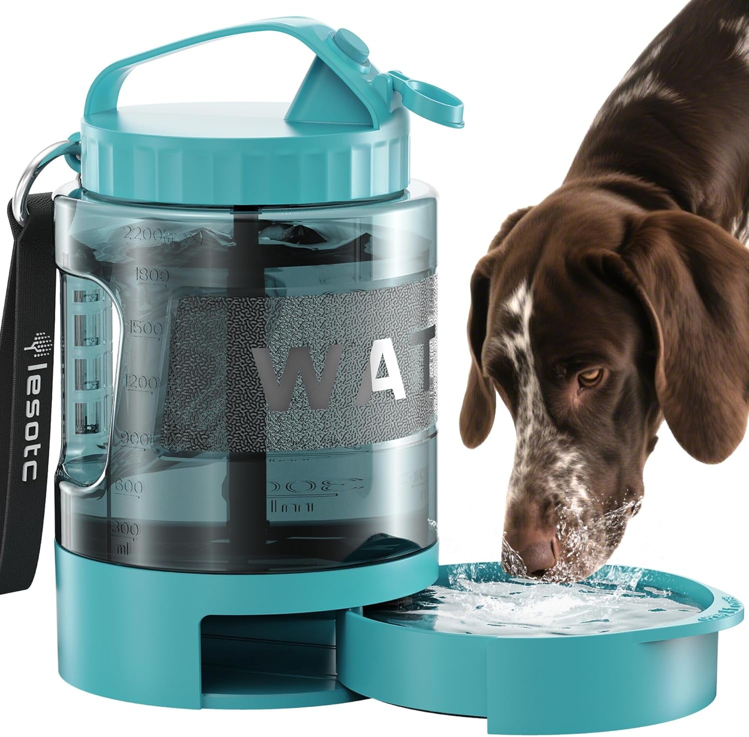 Leak Proof Travel Water Bottle with Bowl - Dog - (77oz, 95oz) - (4 Color Options) - (While Supplies Last)