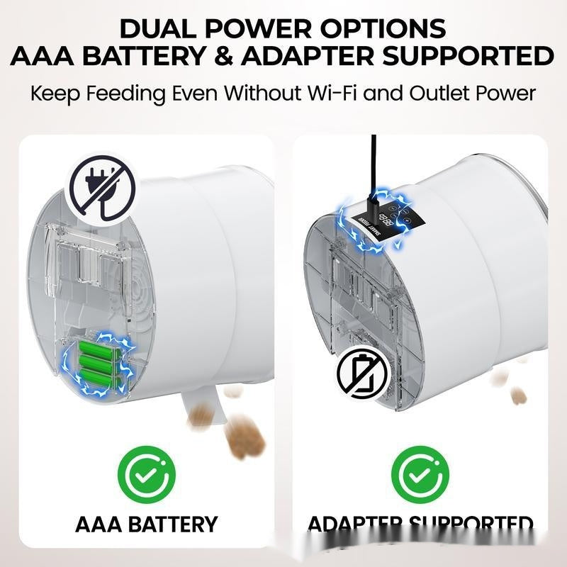 Automatic Wall Mounted Feeder with Timer - Dog Cat - (White)