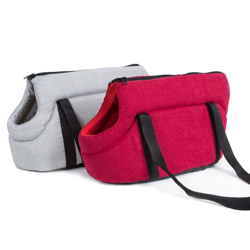 Portable Travel Pet Carrier Pouch Shouder Bag - Dog Cat - (Red, Grey) - (S,L)