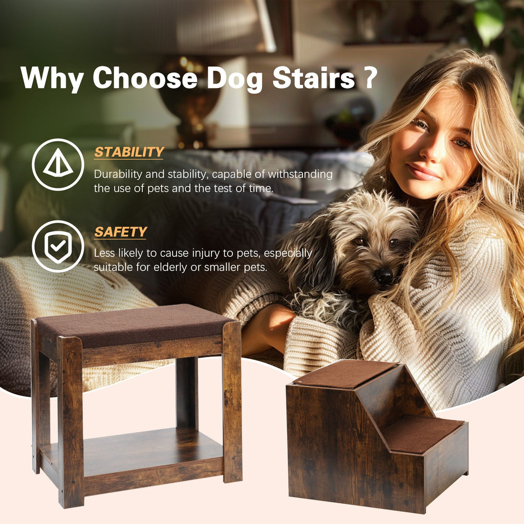 Pet Bunk Bed with Removable Step - Dog Cat - (Sturdy) - (Brown) - (Up to 90 lbs) - (While Supplies Last)