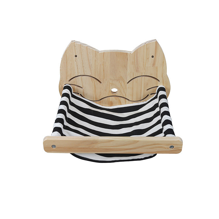 Wall Mounted Wood Hammock Bed and Shelves - Cat