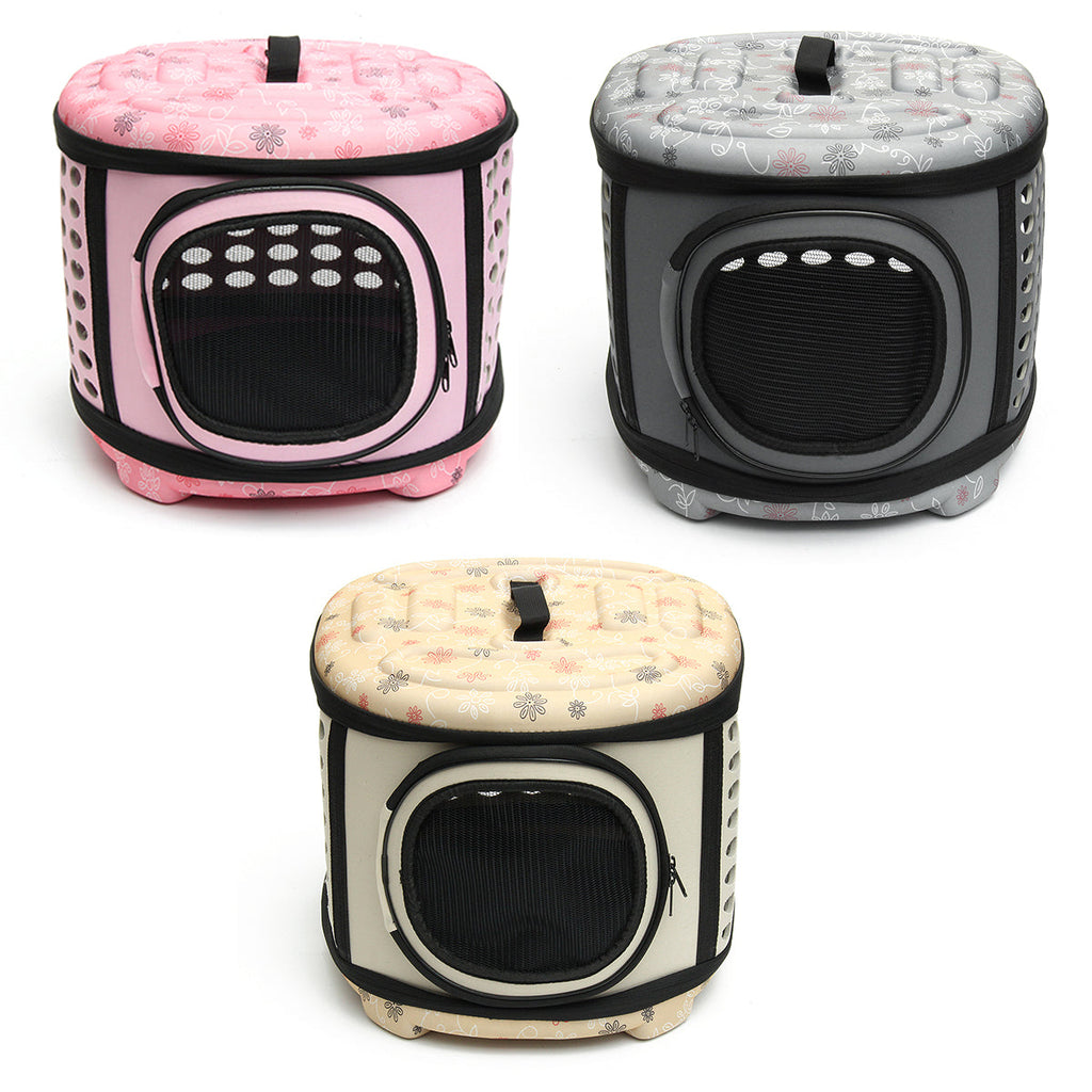 Foldable Crate and Pet Carrier - Dog Cat - (4 Color Options) - (18"x15"x13")